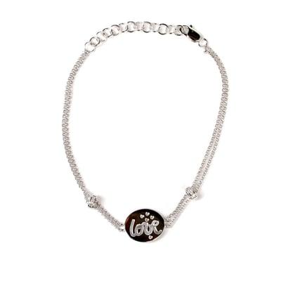 Love Charm Bracelet with Diamond Accents in 14K White Gold