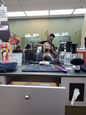 Violet cutting my hair