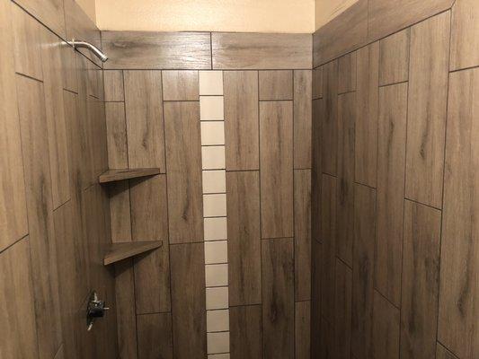 Shower Remodel. Removed old shower and retiled.