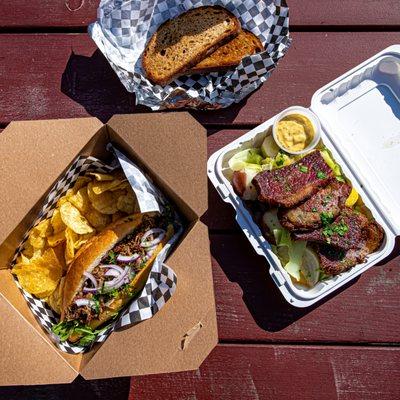 Braised Lamb Sandwich, Corned Beef & Cabbage