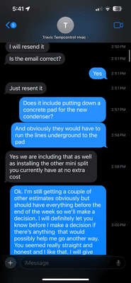 The salesman promising. It includes the concrete pad to move condenser and the electrical before I signed anything and they took my deposit.