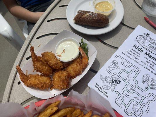 Coconut shrimp & soft pretzels