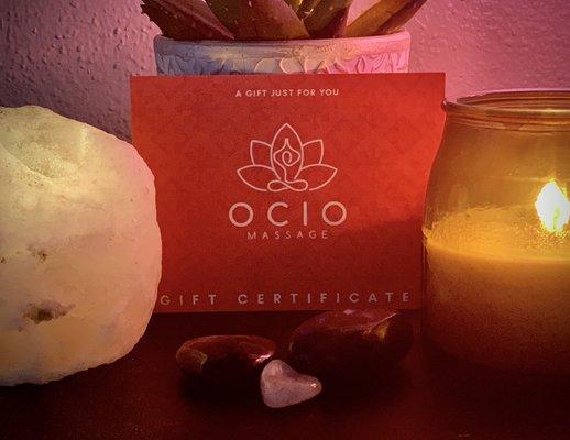 OCIO MASSAGE Gift cards are a Hot seller right now. Get yours today!!