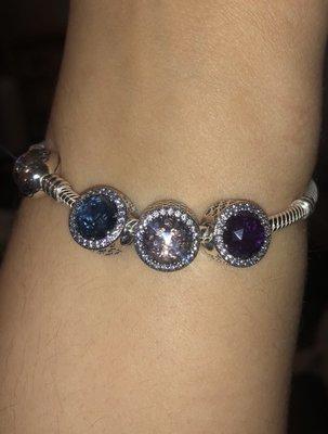 December - October- February birthstone colors. Pandora bracelet. Found the colors here that i couldn't find at the mall.