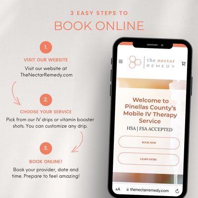 Three easy steps to book an appointment with The Nectar Remedy.