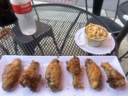 Garlic Parmesan wings and Mac and cheese