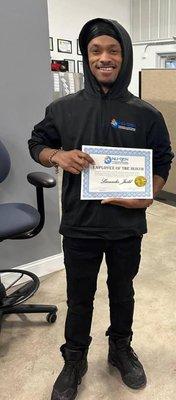 Our Employee of the Month, Lavandis consistently goes above and beyond in every task he takes on and dedication to our team every day.