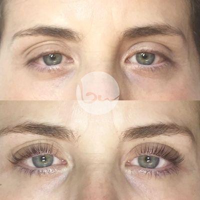 Lash lift with tint. Lift can last up to 2 months.