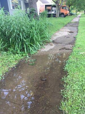 Actually Clean pumping dirty water from a basement over a public sidewalk.