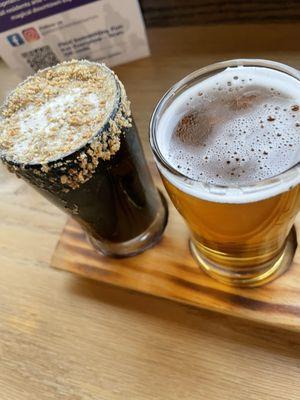 Toasted coconut topper and a Belgian triple