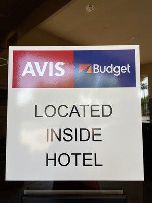 Office is located inside the Hampton Inn Hotel. Come in the hotel front doors and the rental office is down the hall on the right.