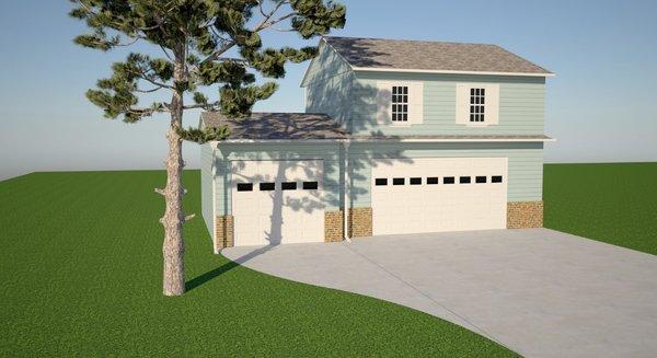 3D model render of a garage addition