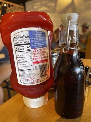 Ketchup and syrup