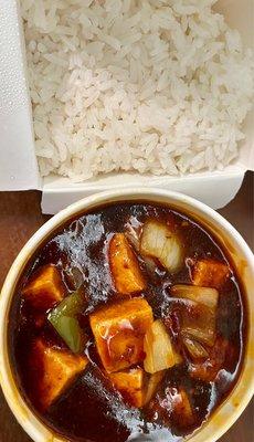 Chili Paneer entree with rice