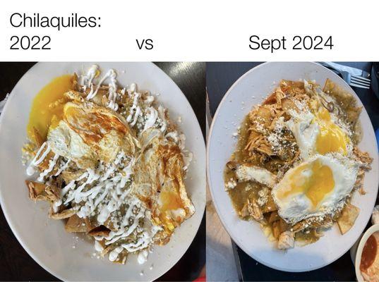 Chilaquiles before vs now