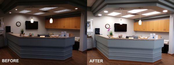 Office building 2x4 LED panel lighting and down lights Littleton, Colorado