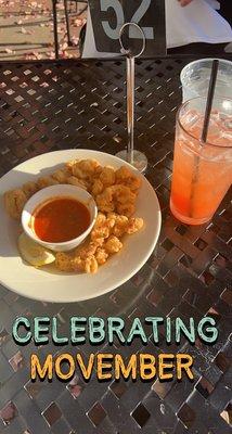 Calamari, Strawberry Passion drink