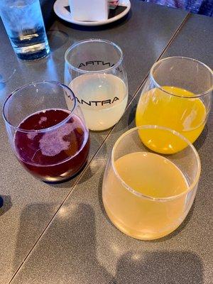 Blueberry, peach, blood orange, and mango mimosas!