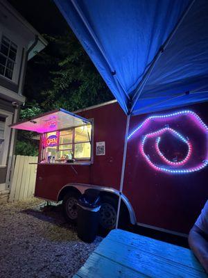 Food truck, outside.