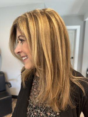 Keratin smoothing treatment and fresh highlights