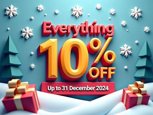 Year End Promotion - 10% OFF for Everything. Promotion will be ended on December 31.