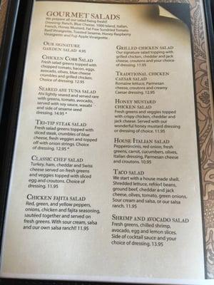 Salad menu