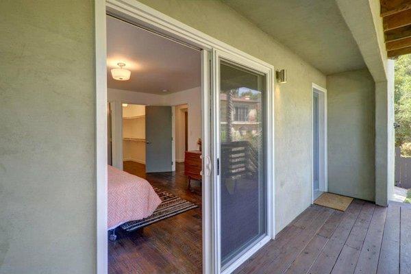 A traditional sliding patio door