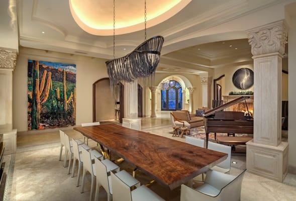 This custom home in Paradise Valley blends traditional architecture with contemporary furnishings