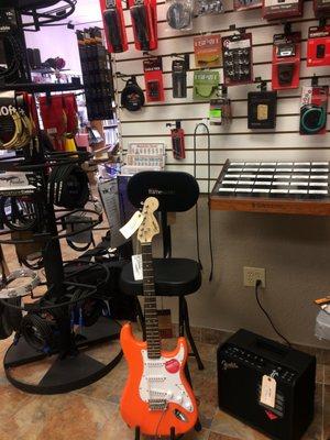 Electrics, amps and a cool gig stool!