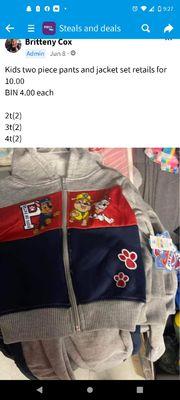 Paw patrol two-piece outfit for children