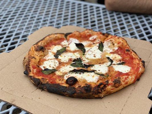 Margherita pizza from Groundlings truck onsite