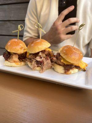 House Smoked Pork, Brisket and Jerk Chicken Sliders