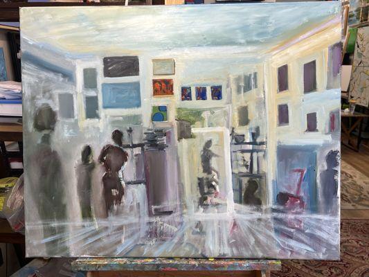 Abstract unfinished painting of working session at Studio,  painting by Joseph Bardani.