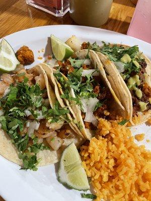 Tacos al pastor, chorizo and shrimp