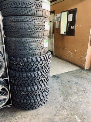 Tons of tires that Roberto can help you choose from, new and used.