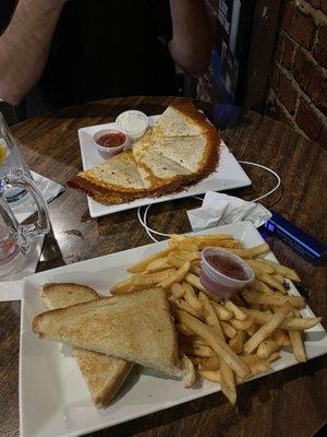 Grilled Cheese and Chicken quesadilla.