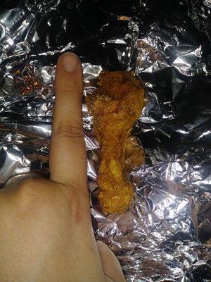 Disgusting horrible miserable excuse for fried chicken. What is this from a baby chicken?!?!