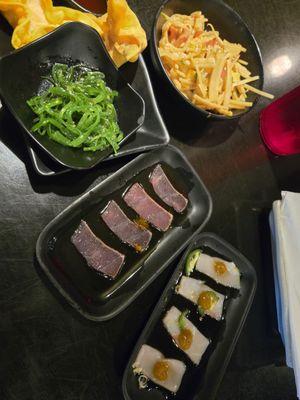 3 of the diff sushi apps and seaweed salad