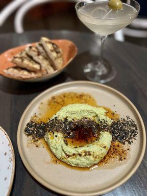 Fresh chickpea hummus (naturally green!)  @littlebitesatx on IG