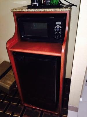 Very nice microwave and large fridge.