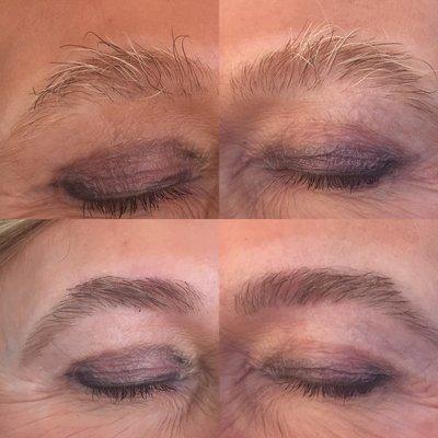 Natural and subtle vegetable based brow tint, trim & shape. Bye bye "platinums"