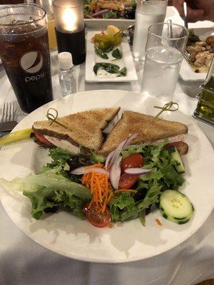 turkey sandwich with side salad