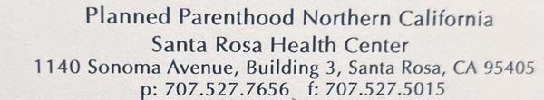 Santa Rosa's planned parenthood's most updated information