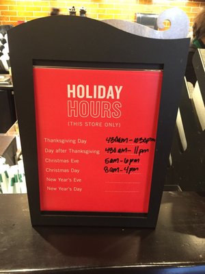 Holiday hours