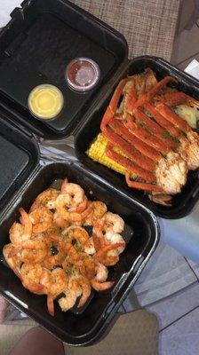 1lb shrimp, Snow Crab Platter