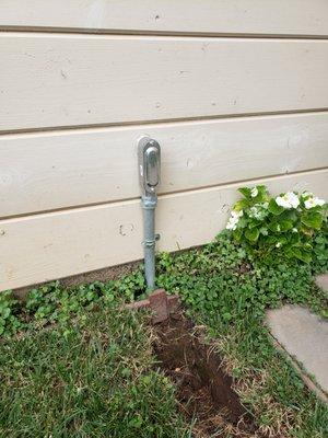 New inlet just above the freshly trenched run to the garage