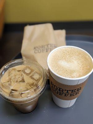 Panda Porridge Iced Latte & Caramel Latte