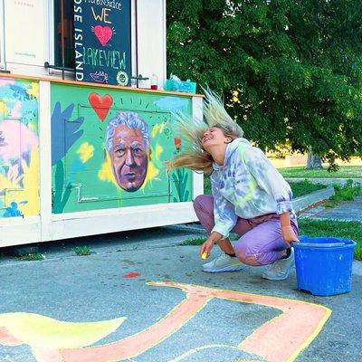 Chalk Artist at Lakefront Kiosk