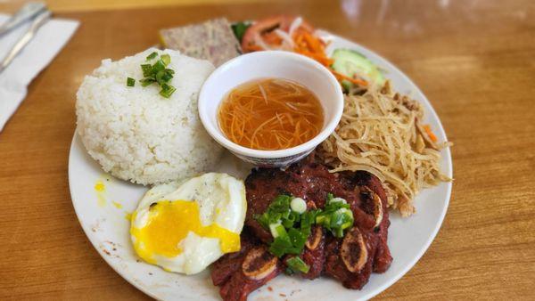 Beef Short Rib, Pork Skin and Meat Cake and Egg Rice Plate  $19.90