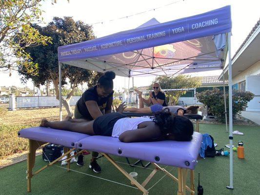 Sports massage outdoors